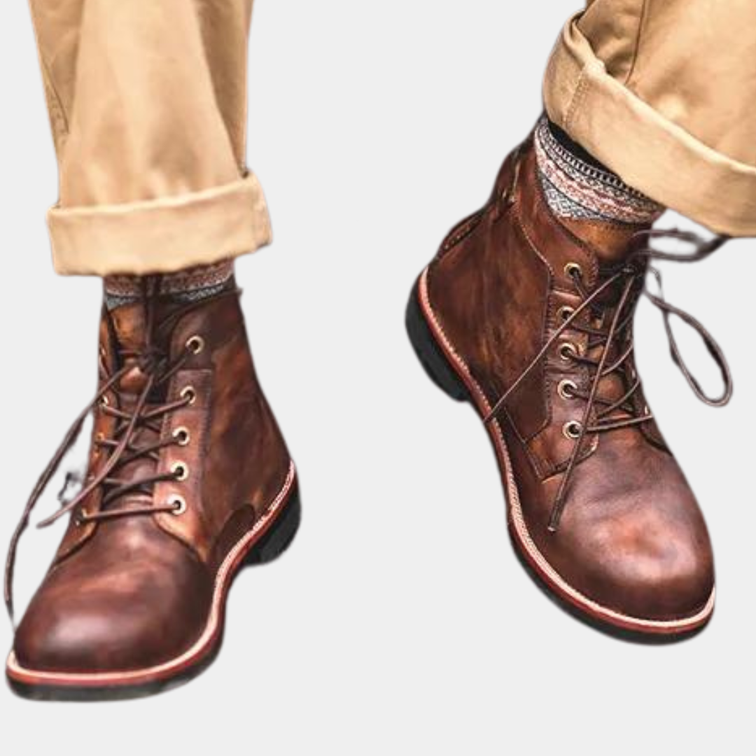 Genuine Leather Sturdy Sole Lace-Up Boots