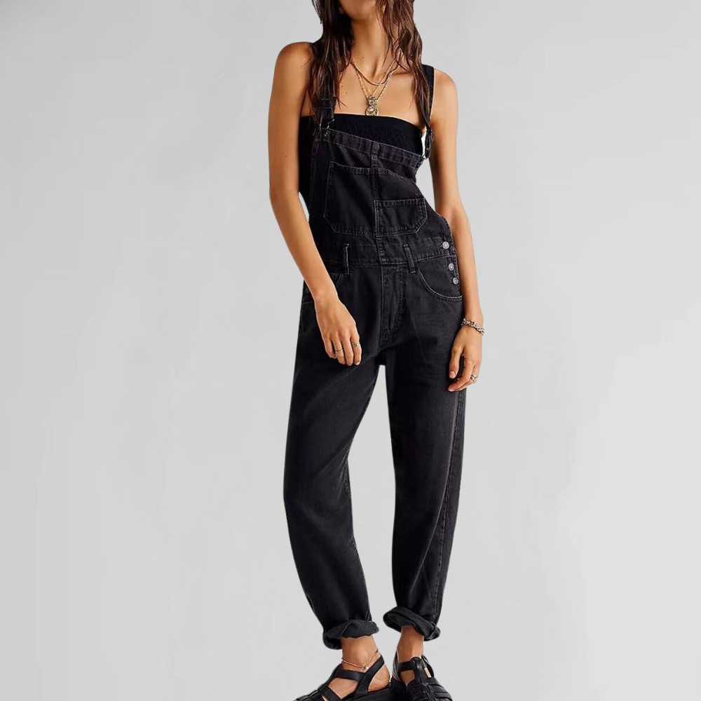 Adjustable Relaxed Fit Denim Overalls