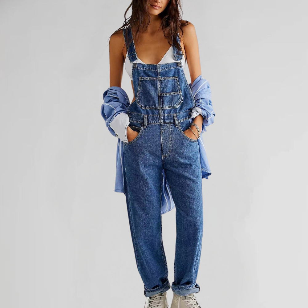 Adjustable Relaxed Fit Denim Overalls