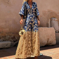 Women's Maxi Dress - Loose Fit - V-Neck - Kimono Sleeves - Light and Elegant