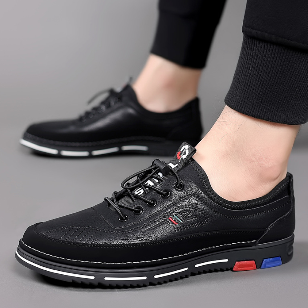 Low Profile Genuine Leather Shock Absorbing Sneakers