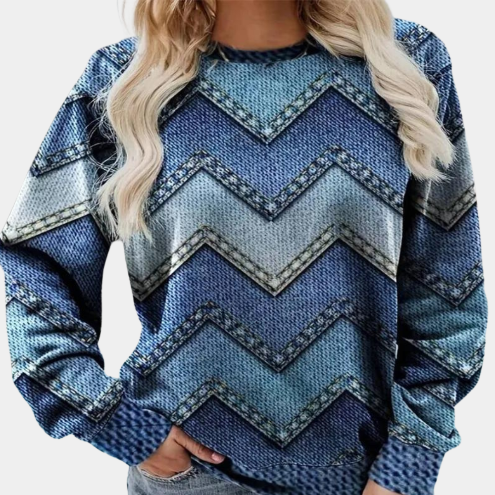 Chevron Pattern Relaxed Fit Sweatshirt