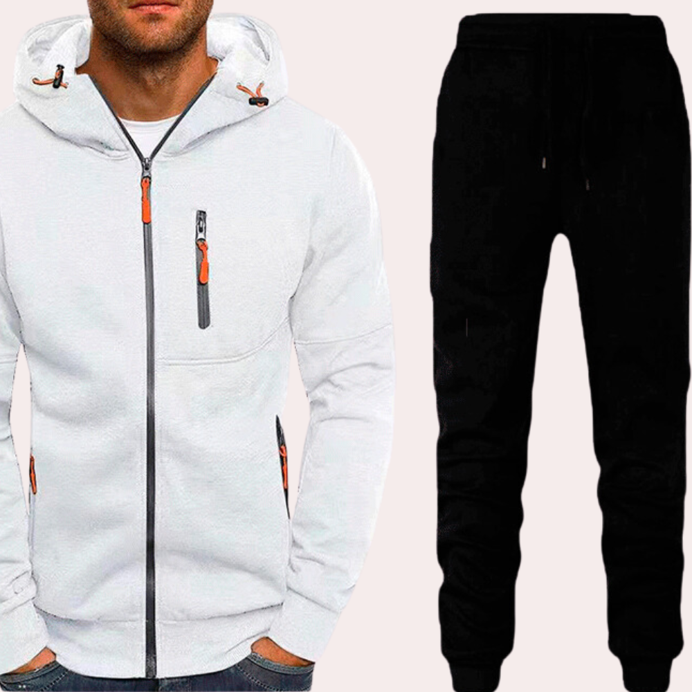 Men's Set with Hoodie and Joggers – Zipper – Adjustable Fit – Comfortable Casual Wear