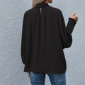 Women's Blouse - Satin Look - Loose Fit - Bow Neck - Long Sleeves