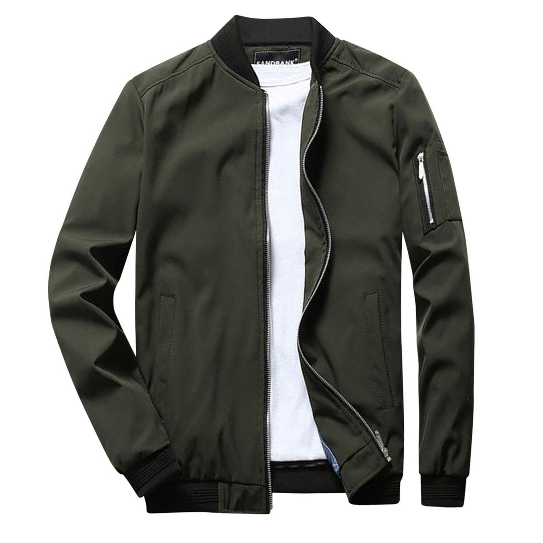 Rib Collar Cuff Regular Fit Bomber Jacket