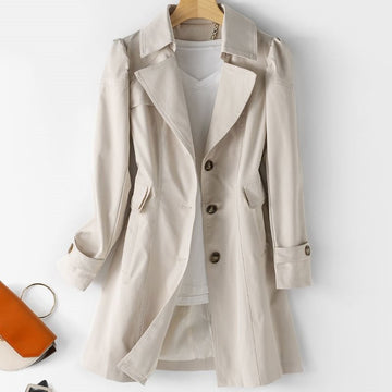 Lightweight Water-Repellent Classic Mid-Length Trench Coat
