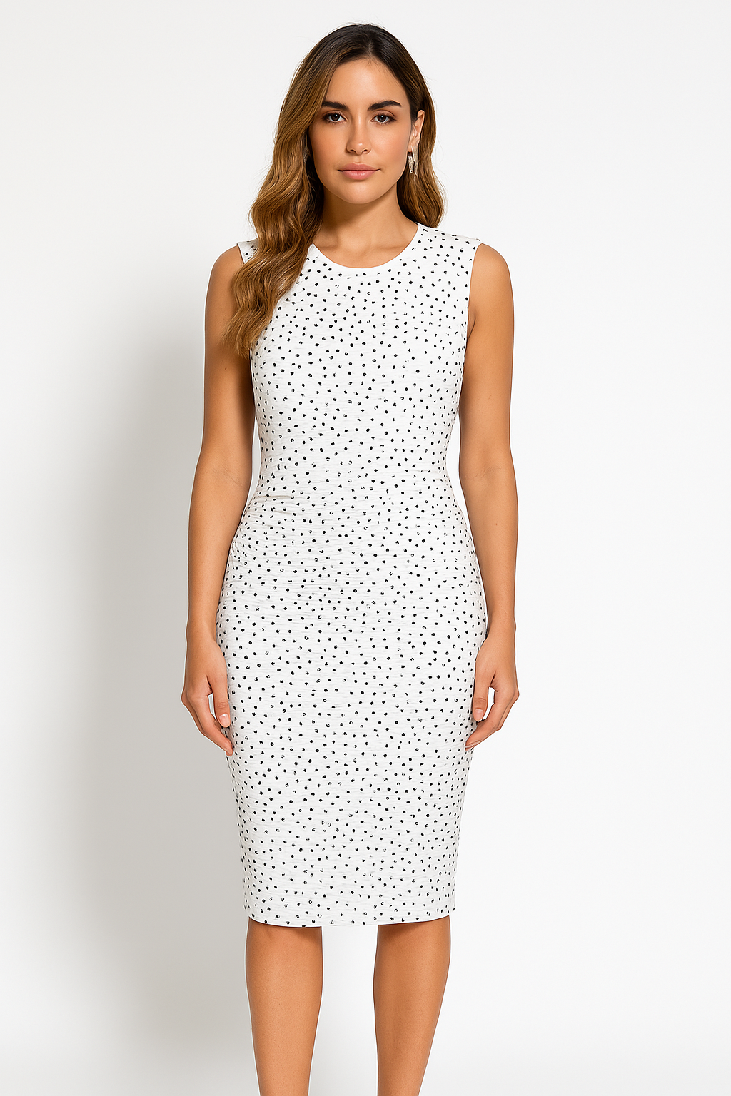 Women's Dress – Slim Fit – Sleeveless – Sequin Details – Knee Length – Slit at the Back