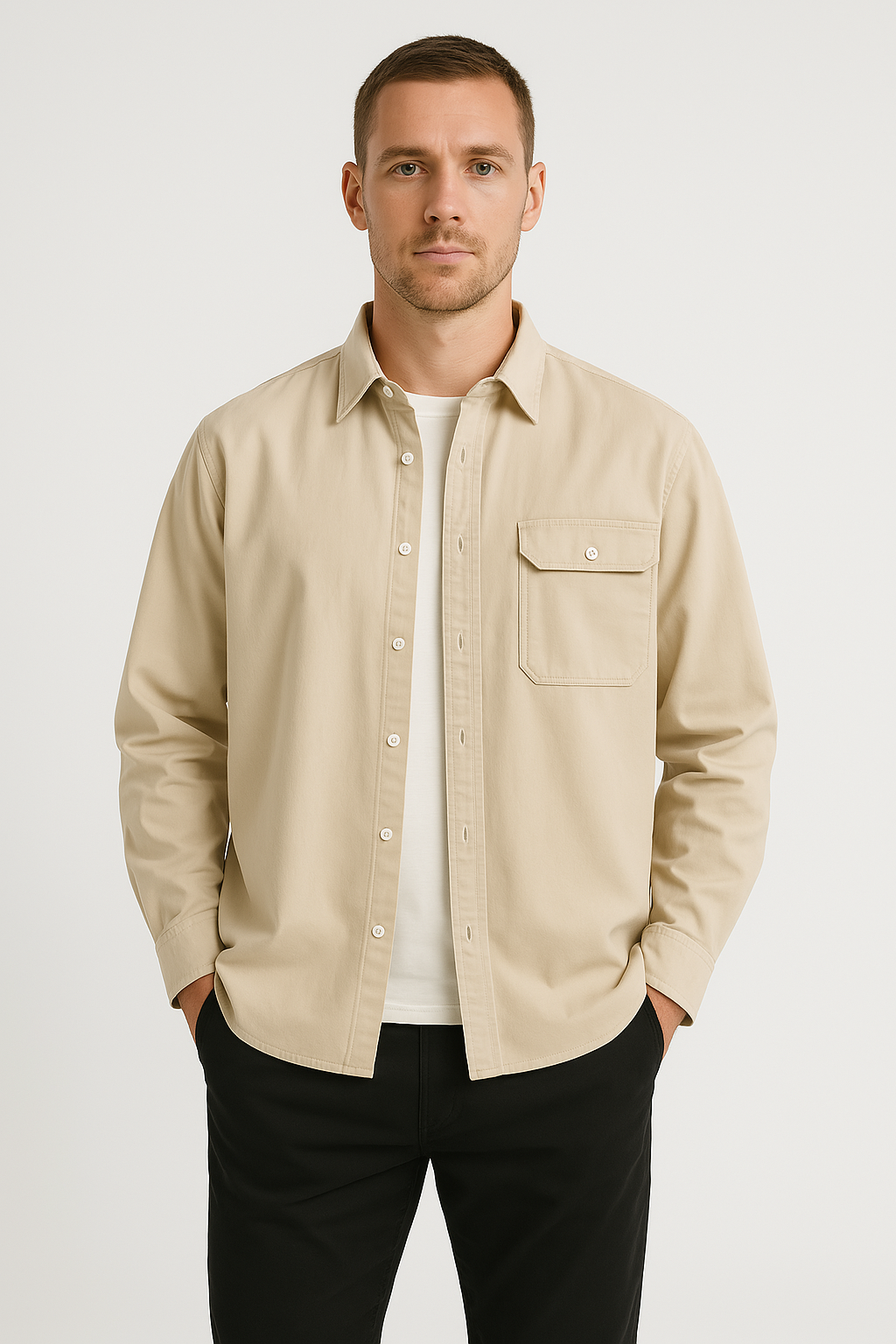 Men's Shirt – 100% Cotton – Relaxed Fit – Long Sleeves – Classic Design