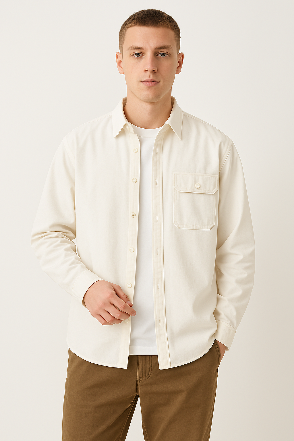 Men's Shirt – 100% Cotton – Relaxed Fit – Long Sleeves – Classic Design