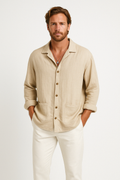 Men's Shirt – Cotton Linen Mix – Relaxed Fit – Long Sleeves – Button Closure