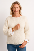 Women's Knit Sweater – Oversized Fit – Chunky Knit – Long Style – Soft Mohair Feel