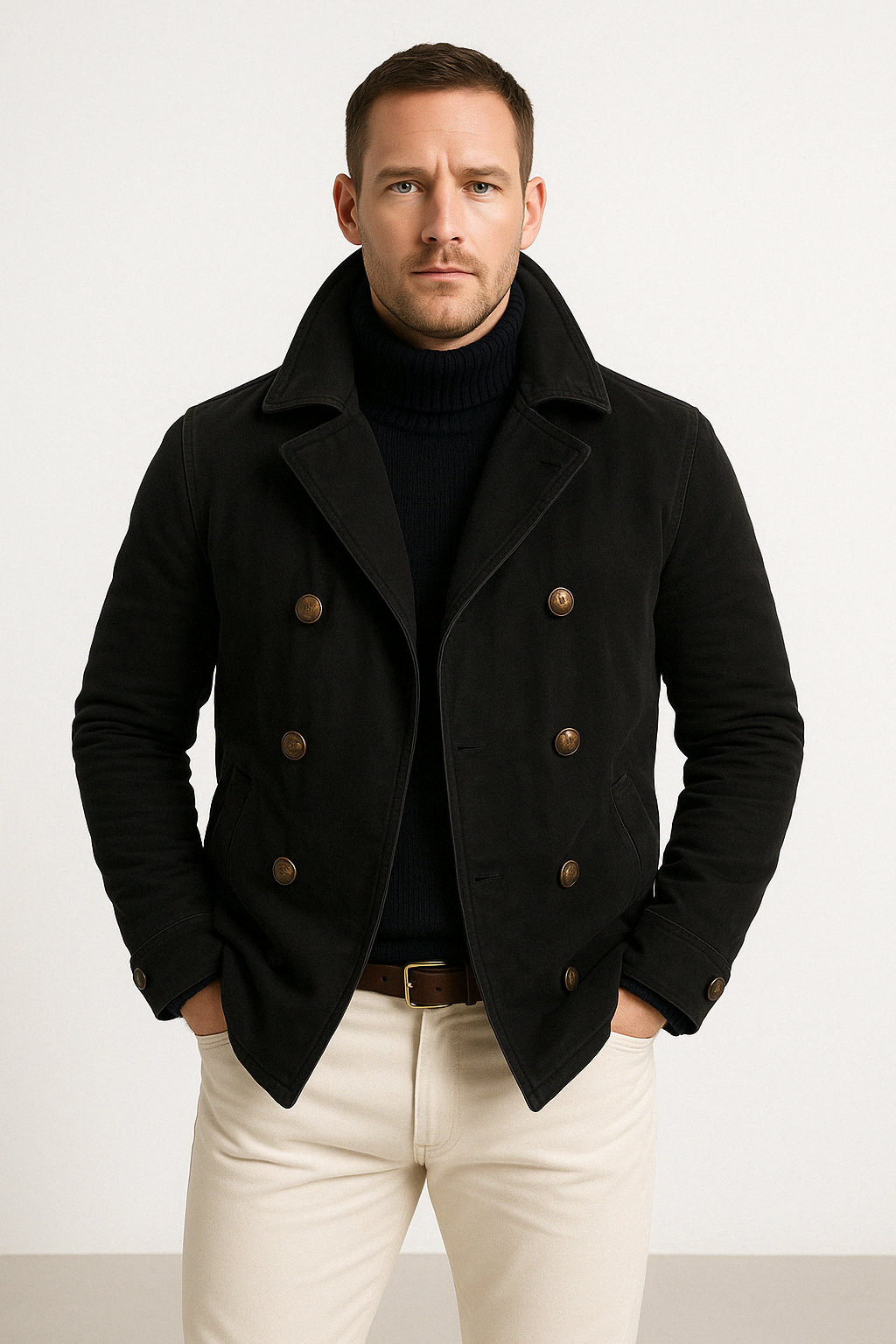 Heavy Cotton Slim Fit Double Breasted Jacket