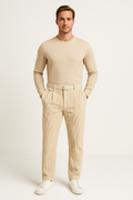 Men's Trousers – Wool Blend – Straight Fit – Single Pleat – Adjustable Waist