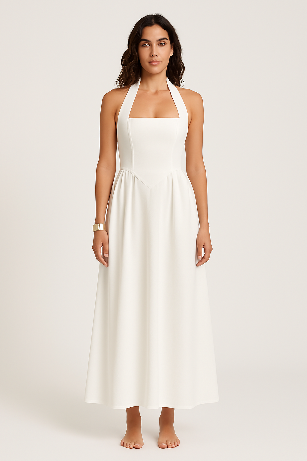 Halterneck Ruffle Maxi Backless Dress