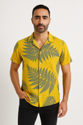 Men's Shirt with Short Sleeves – Relaxed Fit – Leaf Print – Light and Breathable