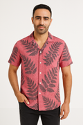 Men's Shirt with Short Sleeves – Relaxed Fit – Leaf Print – Light and Breathable