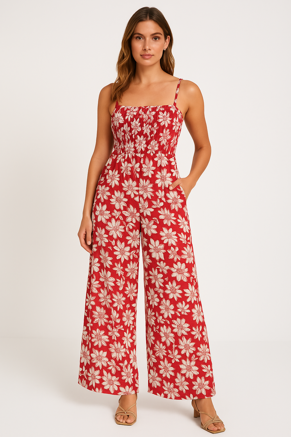 Light Breathable Floral Wide Leg Jumpsuit