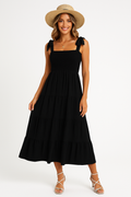 Dress for women – Maxi length – Light cotton – Tie straps – Ruffle skirt