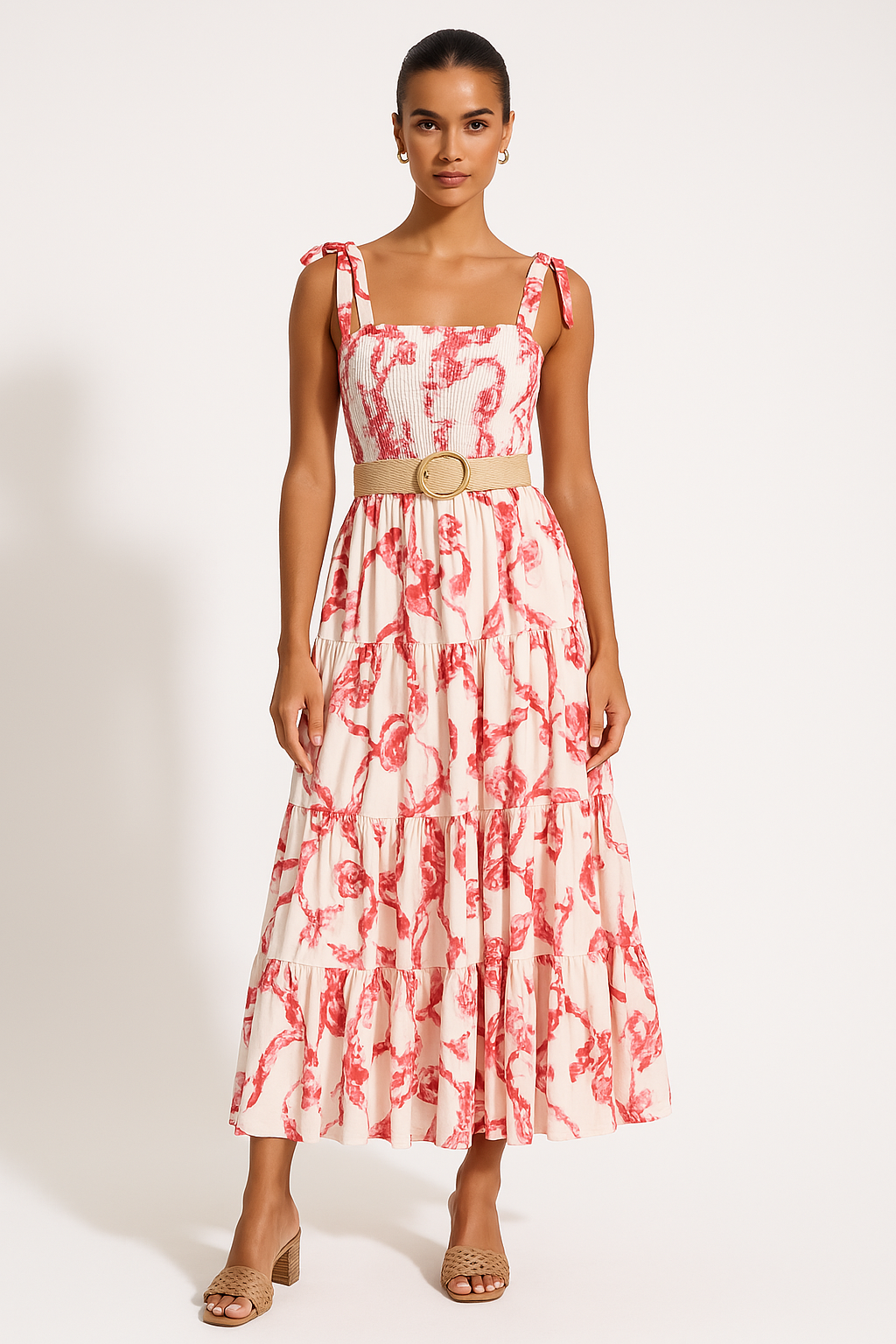 Light Cotton Adjustable Floral Maxi Dress