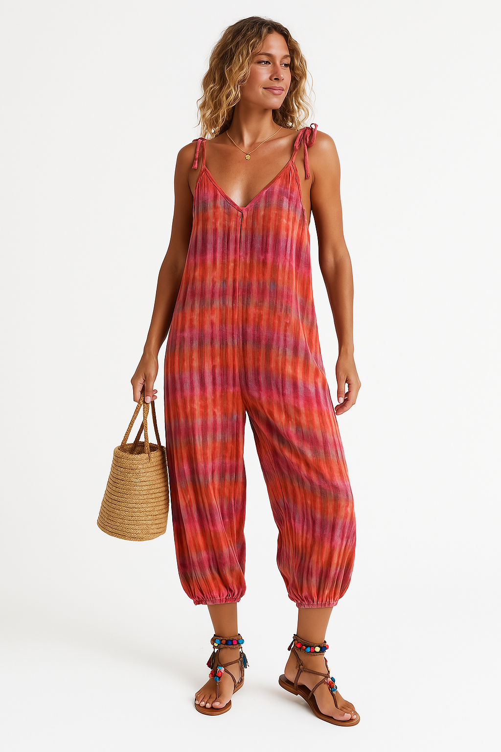 Printed Loose Fit Adjustable Jumpsuit