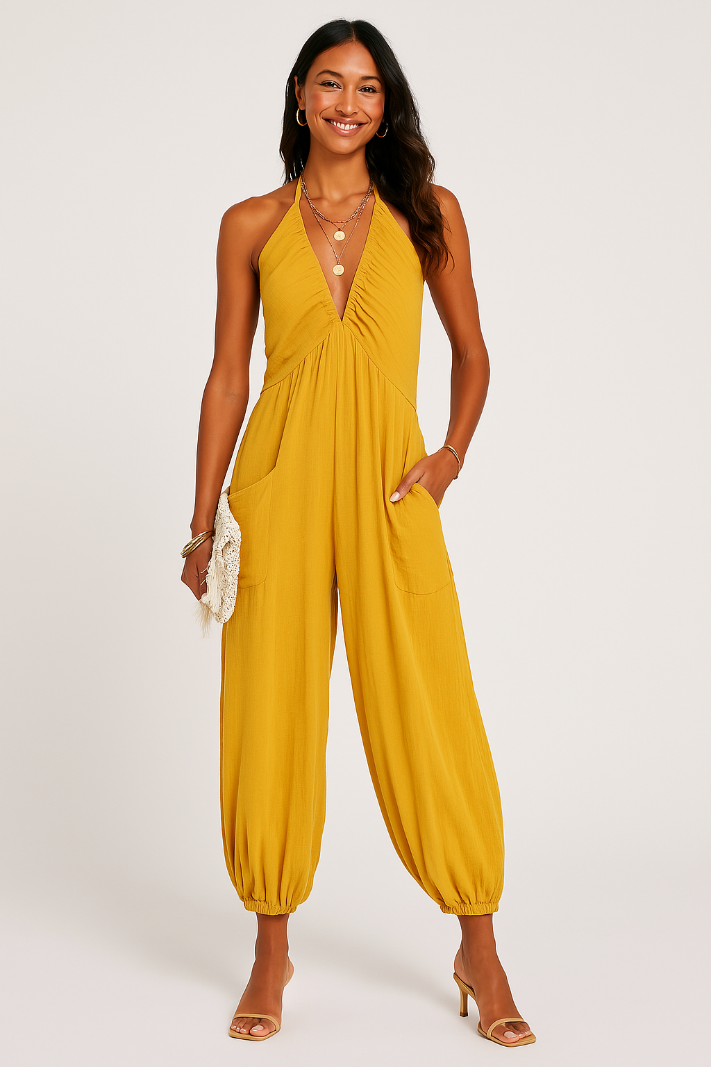 Halterneck Relaxed Fit Pocket Jumpsuit