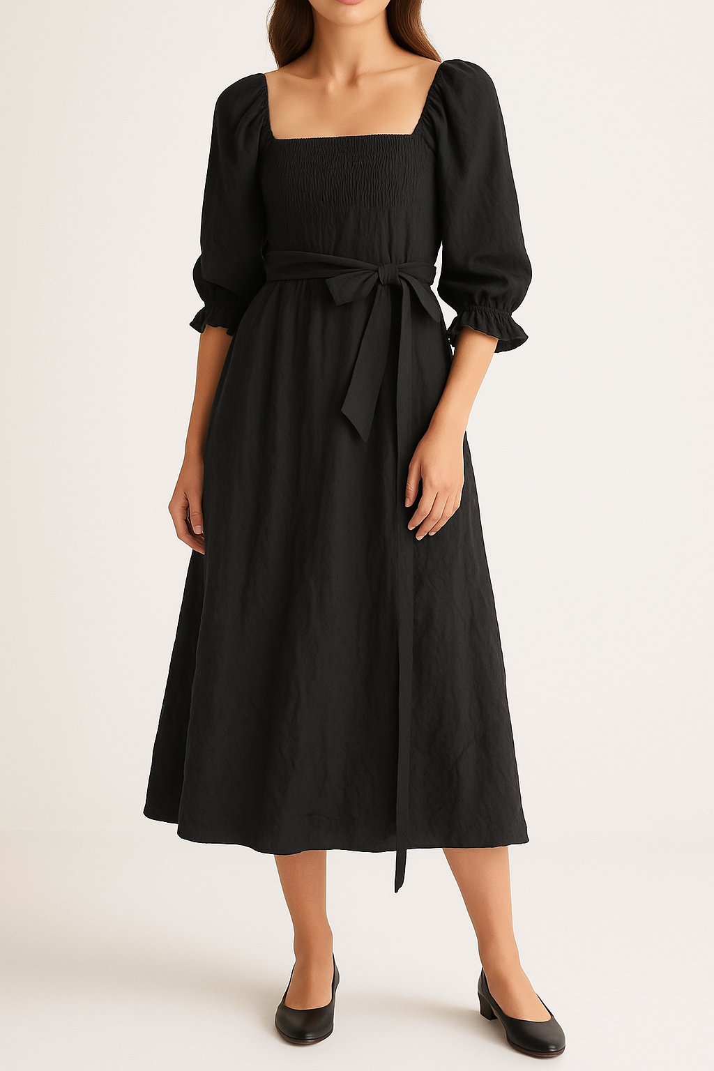 Reversible Smocked Puff Sleeve Dress