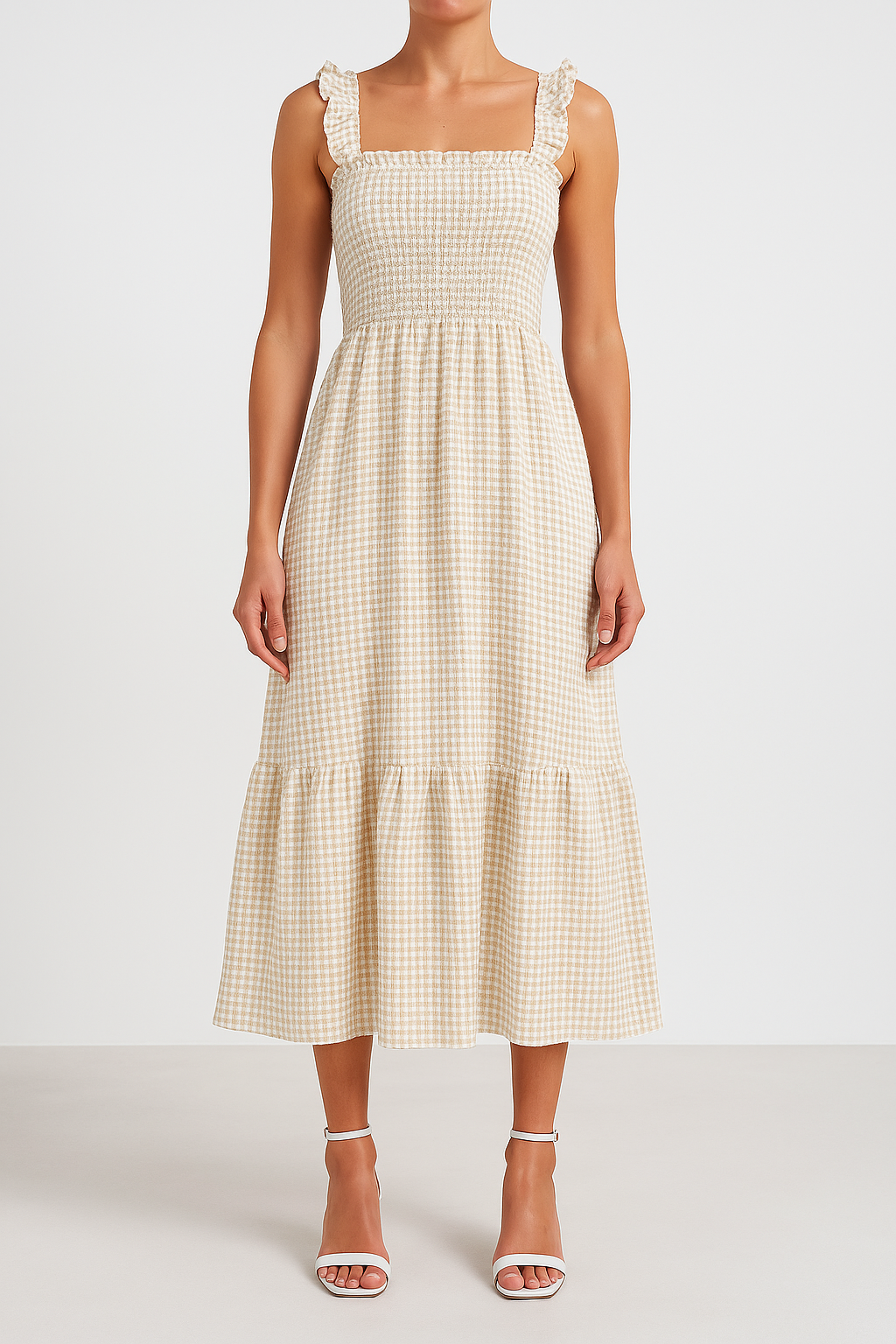 Checkered Maxi Smock A-line Dress