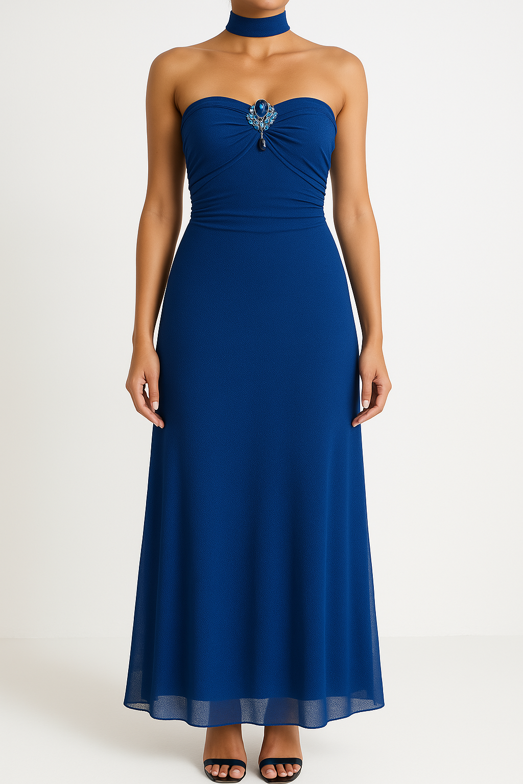 Strapless Slim Fit Mesh Evening Dress