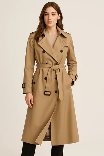 Structured Fit Cotton Blend Double Breasted Trench Coat