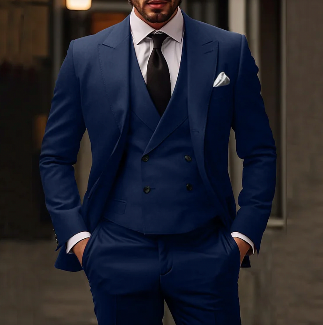3-Piece Double-Breasted Vest Suit