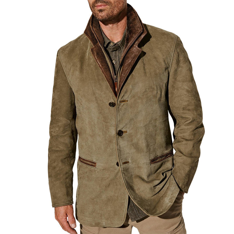 Tailored Fit Notch Lapel Suede Jacket