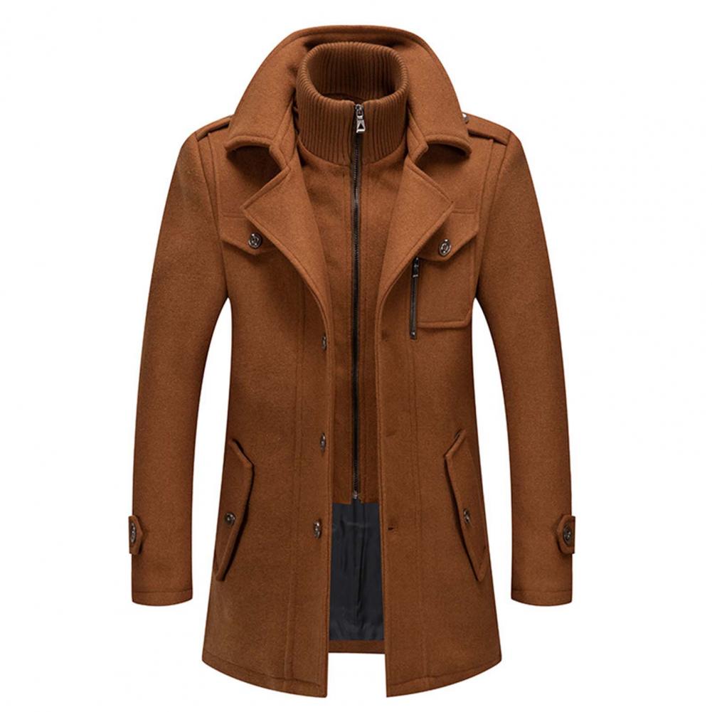Wool Blend Ribbed Layer Double Breasted Coat