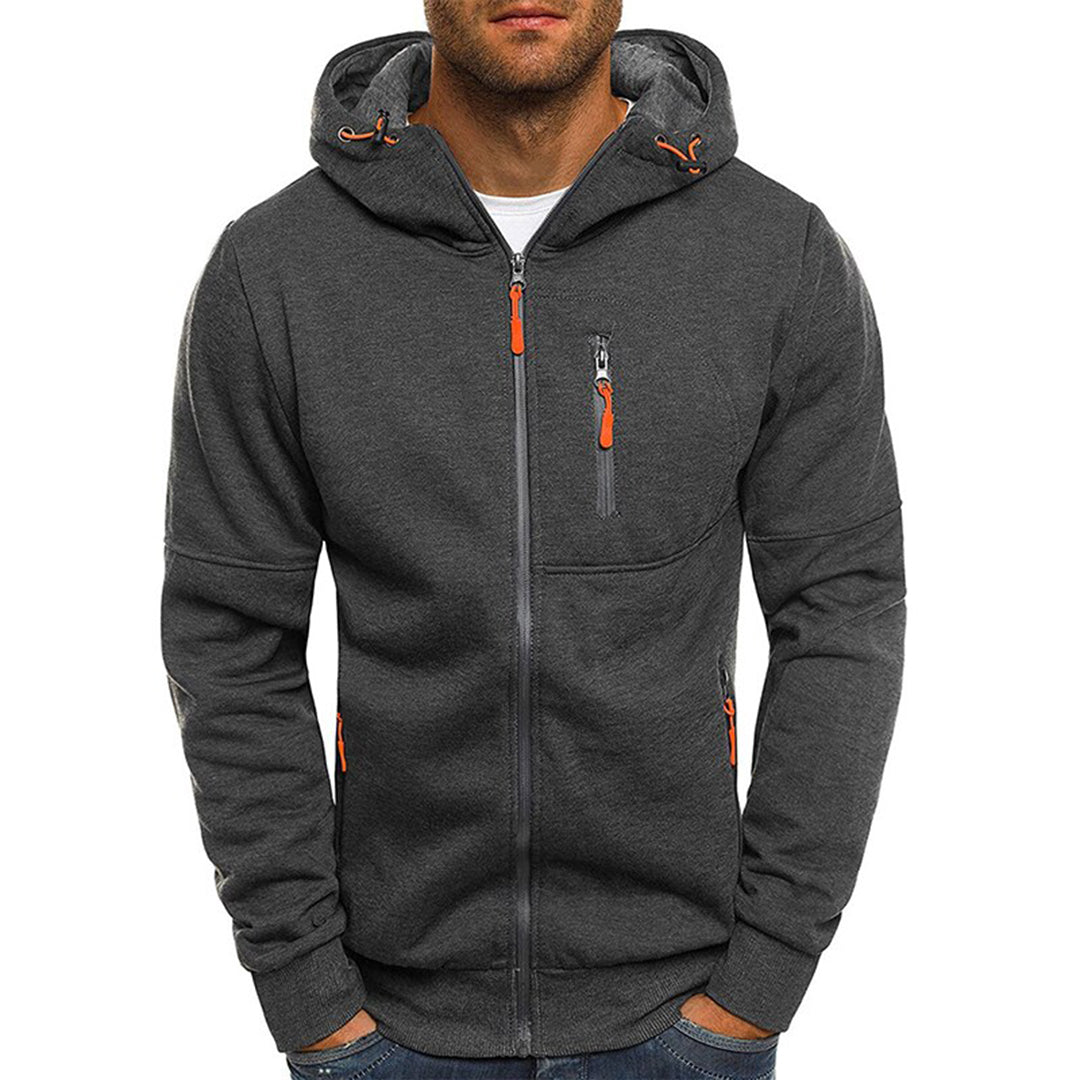 Slim Fit Secure Zipper Pocket Hoodie
