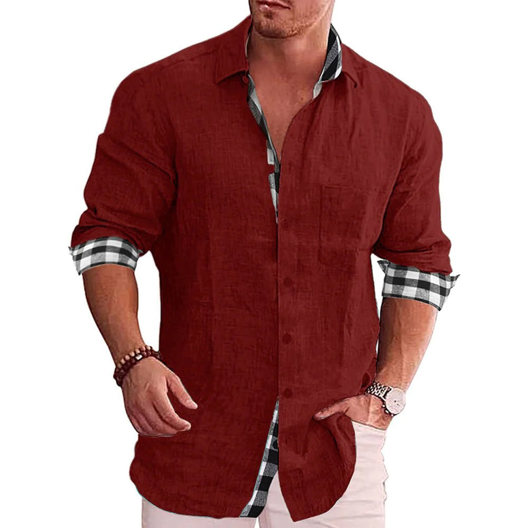 Slim Fit Long Sleeved Contrast Details Shirt