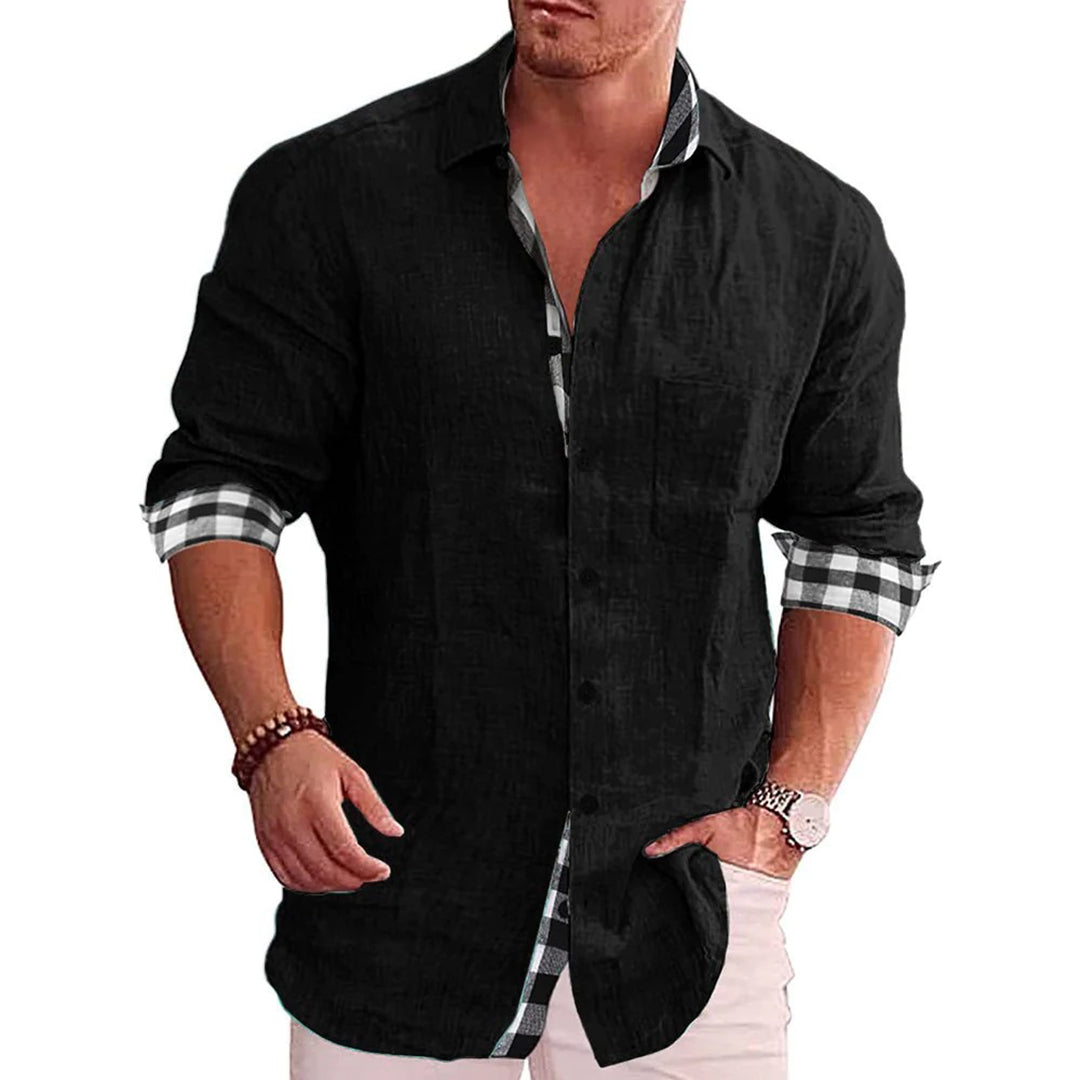 Slim Fit Long Sleeved Contrast Details Shirt