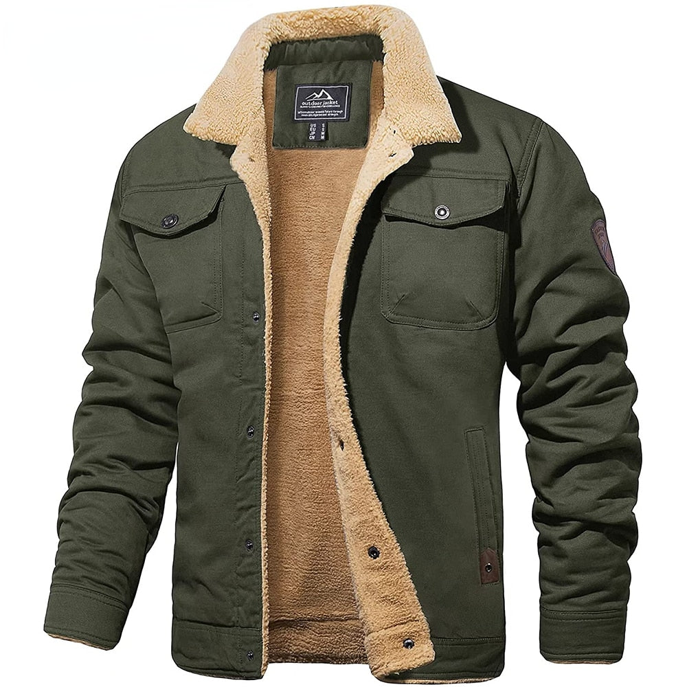 Men's Trucker Jacket - Sherpa Lined - Button Closure - Durable Material - Casual Outdoor