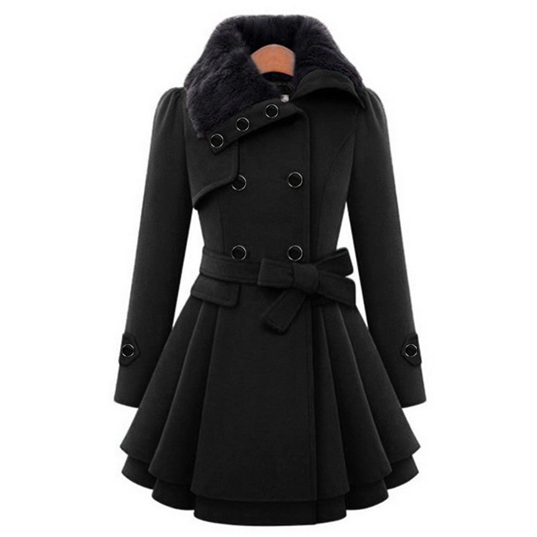 Wool Blend Double-Breasted Belted Trench Coat