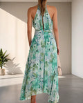 Women's Halterneck Maxi Dress - Floral Pattern - Light and Airy - Flattering Fit
