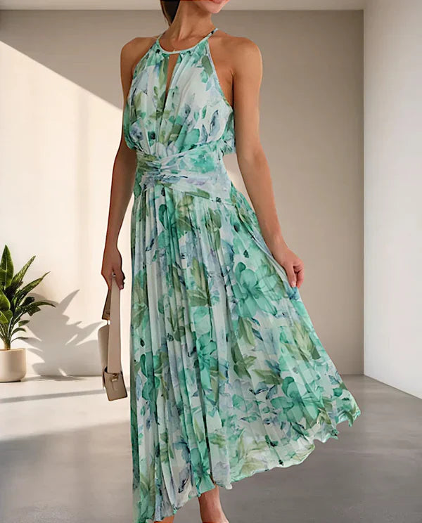 Light Airy Floral Halterneck Maxi Dress