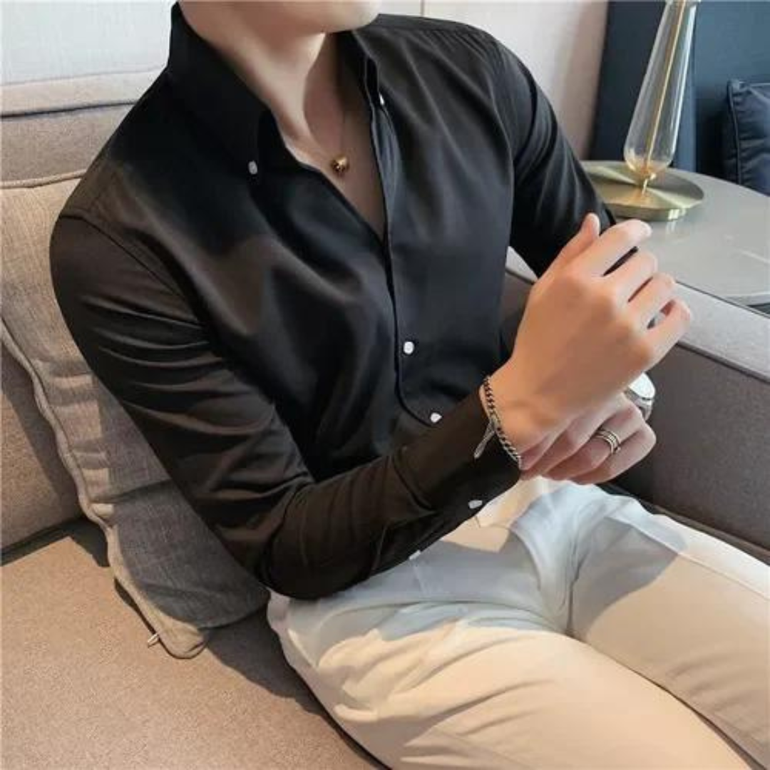 Men's Shirt – Slim Fit – 100% Cotton – Long-Sleeved Formal Design