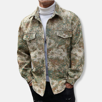 Relaxed Floral Jacquard Utility Jacket