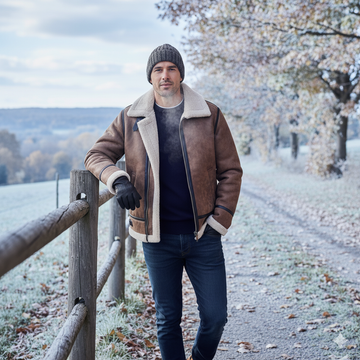 Faux Leather Shearling Trim Relaxed Fit Jacket