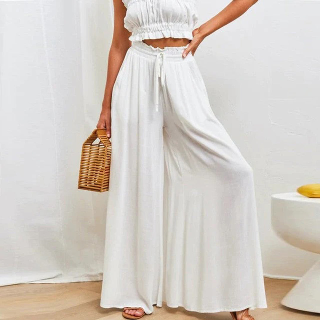 Women's Maxi Skirt - Light and Airy - High Waist with Drawstring - With Pockets