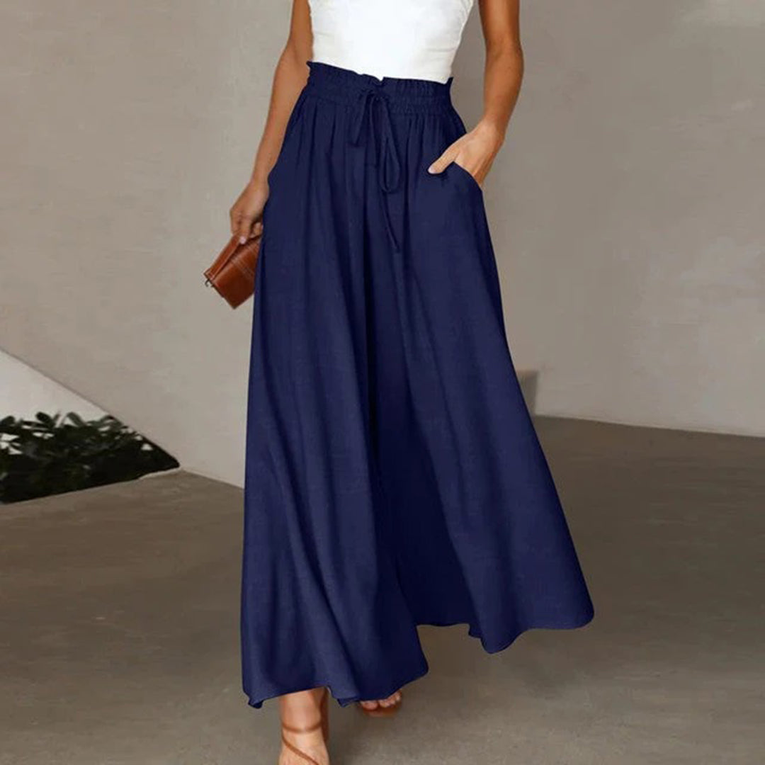 Women's Maxi Skirt - Light and Airy - High Waist with Drawstring - With Pockets
