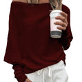 Women's Off-Shoulder Sweater - Ribbed Knit - Oversized Fit - Long Sleeves Casual
