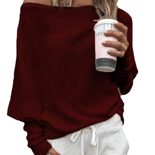 Women's Off-Shoulder Sweater - Ribbed Knit - Oversized Fit - Long Sleeves Casual