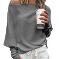 Women's Off-Shoulder Sweater - Ribbed Knit - Oversized Fit - Long Sleeves Casual
