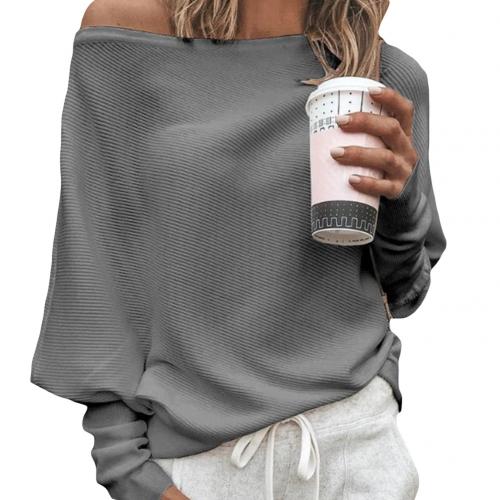 Women's Off-Shoulder Sweater - Ribbed Knit - Oversized Fit - Long Sleeves Casual
