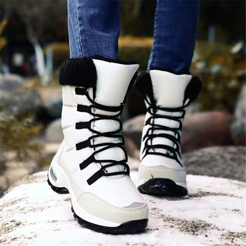 Insulated Puffer Mid-Calf Lace-Up Boots