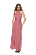 Women's Maxi Dress - Halterneck - Open Back - Waistband - Elegant Party Dress